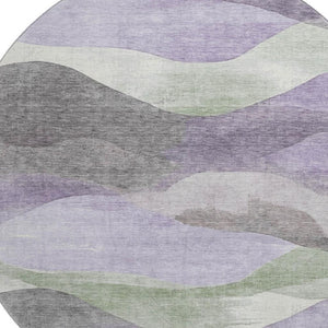 HomeRoots 8' X 10' Washable Purple Sage and Gray Abstract Area Rug with UV Protection - Stylish & Durable Design 709622