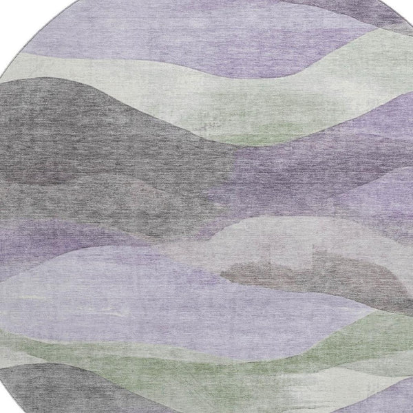 HomeRoots 8' X 10' Washable Purple Sage and Gray Abstract Area Rug with UV Protection - Stylish & Durable Design 709622
