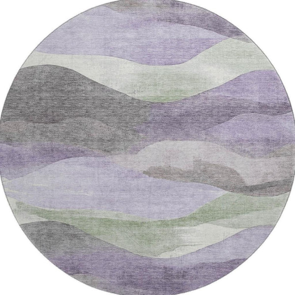 HomeRoots 8' X 10' Washable Purple Sage and Gray Abstract Area Rug with UV Protection - Stylish & Durable Design 709622