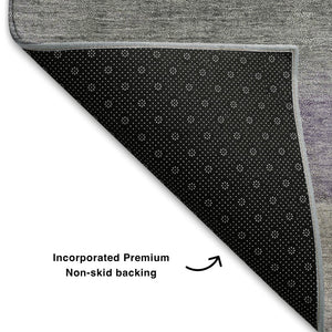 HomeRoots 9' X 12' Purple Sage and Gray Abstract Area Rug - Washable, UV Protected, Ideal for Kids & Pets! 709623