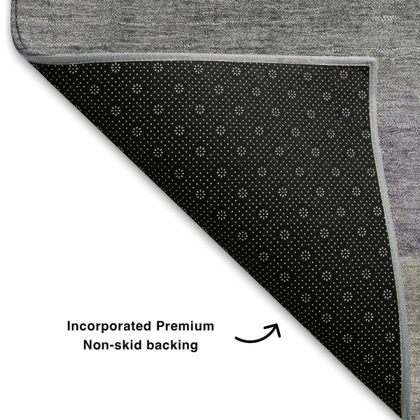 HomeRoots 9' X 12' Purple Sage and Gray Abstract Area Rug - Washable, UV Protected, Ideal for Kids & Pets! 709623