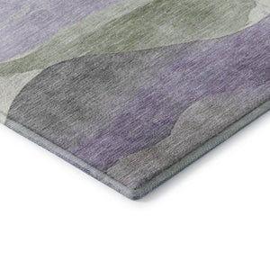 HomeRoots 9' X 12' Purple Sage and Gray Abstract Area Rug - Washable, UV Protected, Ideal for Kids & Pets! 709623