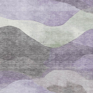 HomeRoots 9' X 12' Purple Sage and Gray Abstract Area Rug - Washable, UV Protected, Ideal for Kids & Pets! 709623