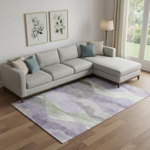 HomeRoots 10' X 14' Purple Sage & Gray Washable Area Rug - Stain-Resistant, UV Protected, Perfect for Busy Homes! 709624
