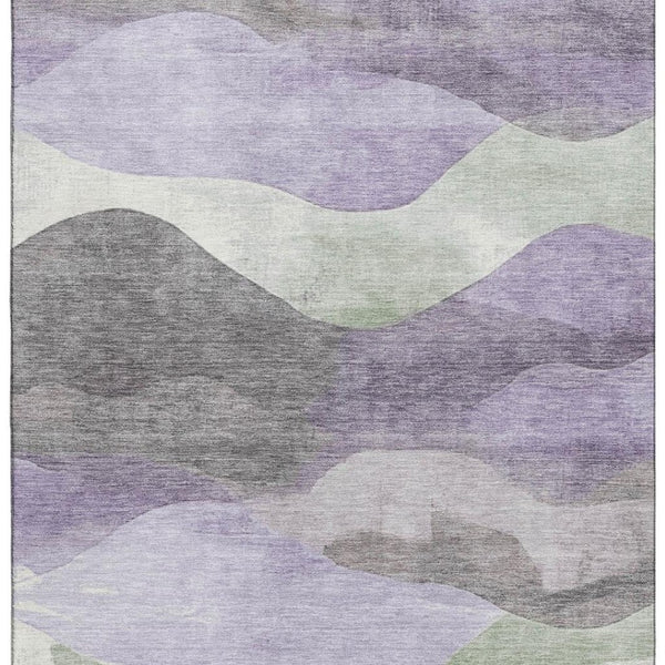 HomeRoots 10' X 14' Purple Sage & Gray Washable Area Rug - Stain-Resistant, UV Protected, Perfect for Busy Homes! 709624