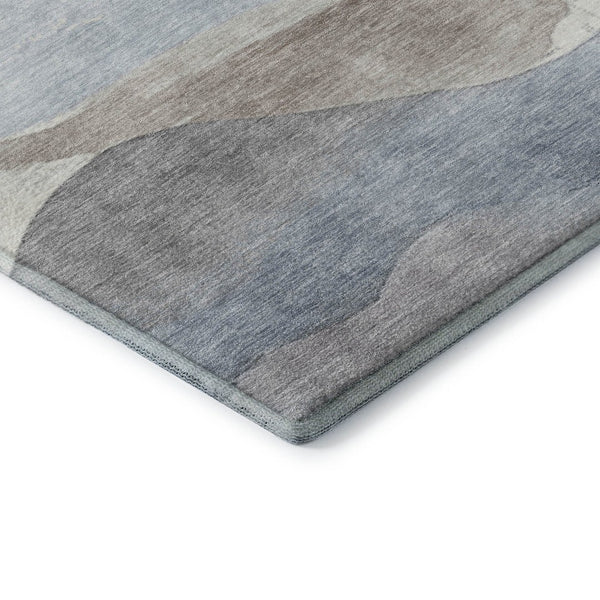 HomeRoots 8' Versatile Sky Blue Beige & Ivory Abstract Washable Round Rug with UV Protection for Any Space 709627