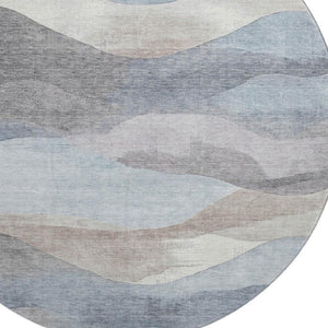 HomeRoots 8' X 10' Sky Blue and Beige Abstract Washable Area Rug with UV Protection for High-Traffic Homes 709628