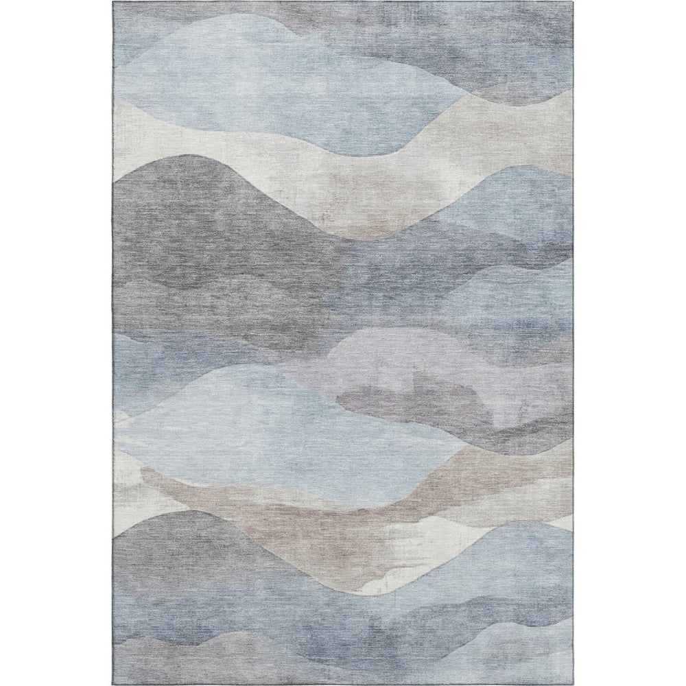 HomeRoots 9' X 12' Sky Blue Beige Ivory Abstract Area Rug - Washable, UV Protected, Pet Friendly & Stylish! 709629