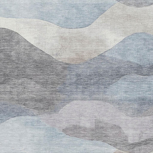 HomeRoots 9' X 12' Sky Blue Beige Ivory Abstract Area Rug - Washable, UV Protected, Pet Friendly & Stylish! 709629