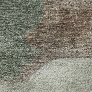 HomeRoots 8' X 10' Modern Abstract Salmon, Emerald & Ivory Washable Area Rug with UV Protection & Durability 709634