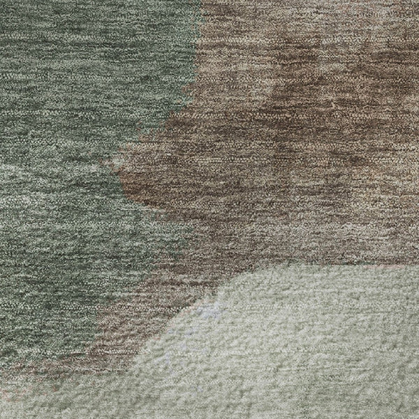 HomeRoots 8' X 10' Modern Abstract Salmon, Emerald & Ivory Washable Area Rug with UV Protection & Durability 709634