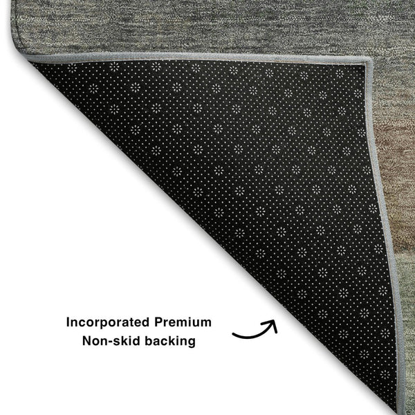 HomeRoots 9' X 12' Salmon, Emerald & Ivory Abstract Area Rug - Machine-Washable, Stain-Resistant & UV Protected 709635