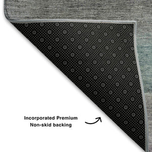 HomeRoots 5' X 8' Washable Abstract Area Rug in Teal, Beige & Ivory - UV Protection, Durable & Stylish Home Accent 709638