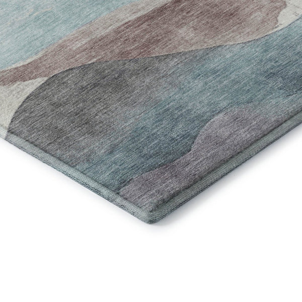 HomeRoots 5' X 8' Washable Abstract Area Rug in Teal, Beige & Ivory - UV Protection, Durable & Stylish Home Accent 709638