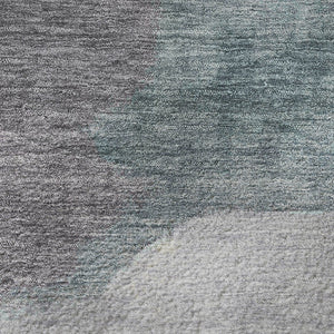 HomeRoots 8' X 10' Modern Teal Beige Ivory Abstract Washable Area Rug with UV Protection for Easy Care Living 709640