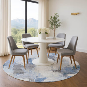 HomeRoots 8' X 10' Washable Area Rug in Denim Blue, Gray & Ivory - UV Protected for High-Traffic Spaces! 709646