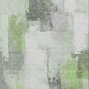 HomeRoots 5' X 8' Contemporary Green Gray Ivory Abstract Washable Area Rug - Durable, UV-Resistant Design! 709650
