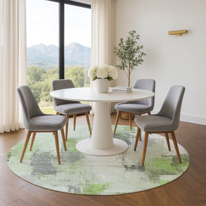 HomeRoots 8' X 10' Modern Abstract Washable Area Rug in Green, Gray & Ivory - UV Protected, Stain Resistant! 709652