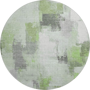 HomeRoots 8' X 10' Modern Abstract Washable Area Rug in Green, Gray & Ivory - UV Protected, Stain Resistant! 709652