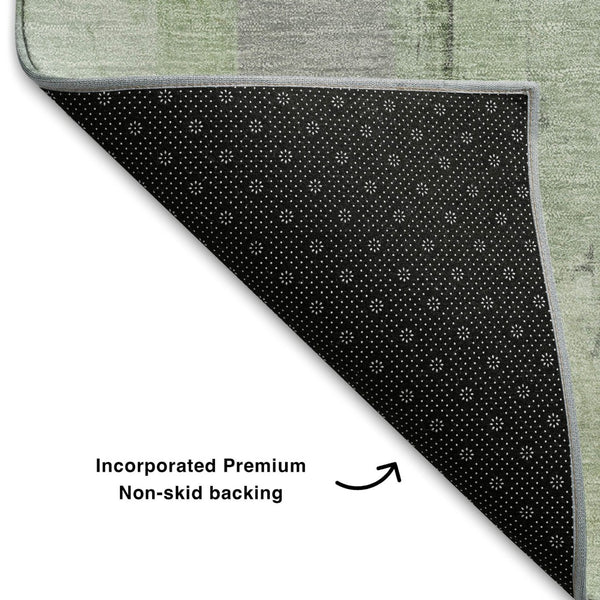 HomeRoots 8' X 10' Modern Abstract Washable Area Rug in Green, Gray & Ivory - UV Protected, Stain Resistant! 709652