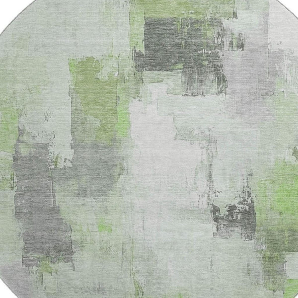 HomeRoots 8' X 10' Modern Abstract Washable Area Rug in Green, Gray & Ivory - UV Protected, Stain Resistant! 709652