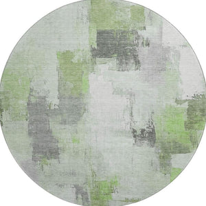HomeRoots 8' X 10' Modern Abstract Washable Area Rug in Green, Gray & Ivory - UV Protected, Stain Resistant! 709652