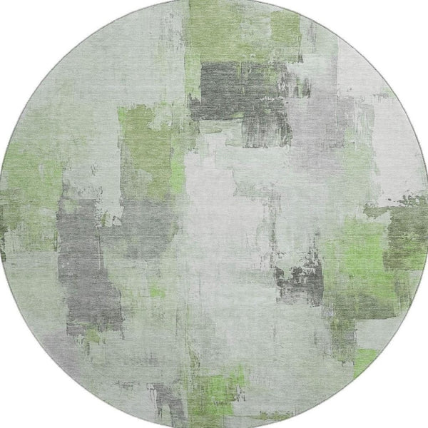 HomeRoots 8' X 10' Modern Abstract Washable Area Rug in Green, Gray & Ivory - UV Protected, Stain Resistant! 709652