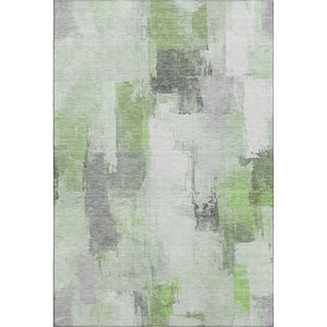 HomeRoots 9' X 12' Abstract Washable Area Rug in Green, Gray & Ivory – UV Protected, Durable & Stylish Home Essential 709653