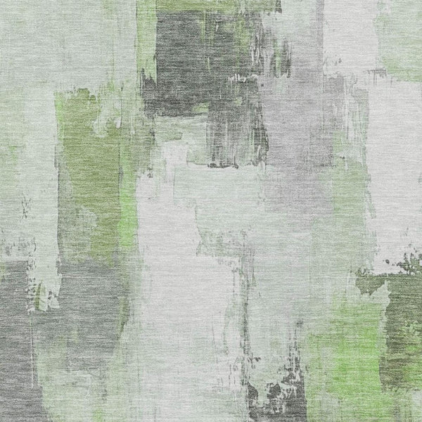 HomeRoots 9' X 12' Abstract Washable Area Rug in Green, Gray & Ivory – UV Protected, Durable & Stylish Home Essential 709653