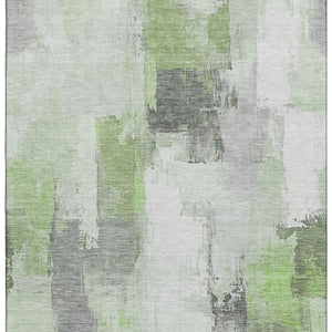HomeRoots 9' X 12' Abstract Washable Area Rug in Green, Gray & Ivory – UV Protected, Durable & Stylish Home Essential 709653