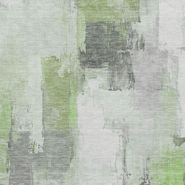 HomeRoots 10' X 14' Abstract Area Rug in Green, Gray & Ivory – Washable, UV-Protected, Non-Slip Design for Homes 709654