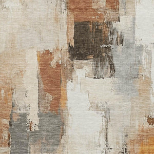 HomeRoots 5' X 8' Modern Abstract Ivory, Rust & Beige Washable Area Rug with UV Protection for High-Traffic Spaces 709656