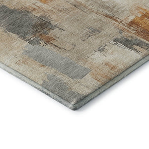 HomeRoots 8' Modern Abstract Washable Round Rug in Ivory, Rust & Beige - UV Protected, Easy Care & Stylish 709657