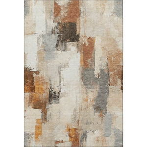 HomeRoots 8' Modern Abstract Washable Round Rug in Ivory, Rust & Beige - UV Protected, Easy Care & Stylish 709657