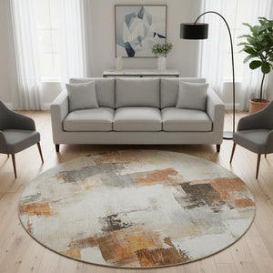 HomeRoots 8' X 10' Ivory Rust and Beige Abstract Area Rug - Stain-Resistant, UV Protected & Easy Care Design! 709658