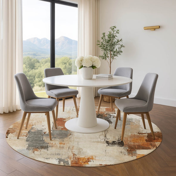 HomeRoots 8' X 10' Ivory Rust and Beige Abstract Area Rug - Stain-Resistant, UV Protected & Easy Care Design! 709658