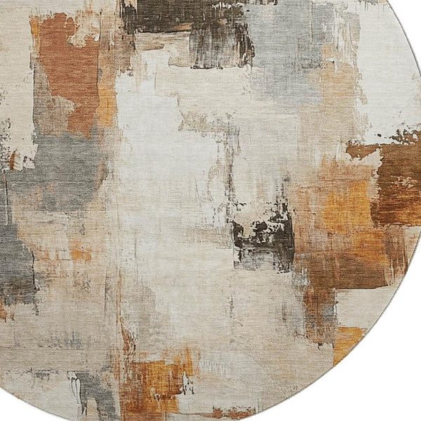 HomeRoots 8' X 10' Ivory Rust and Beige Abstract Area Rug - Stain-Resistant, UV Protected & Easy Care Design! 709658