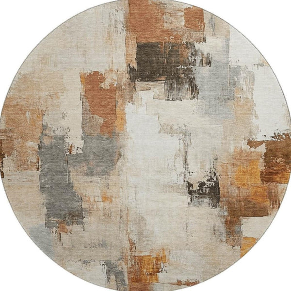 HomeRoots 8' X 10' Ivory Rust and Beige Abstract Area Rug - Stain-Resistant, UV Protected & Easy Care Design! 709658