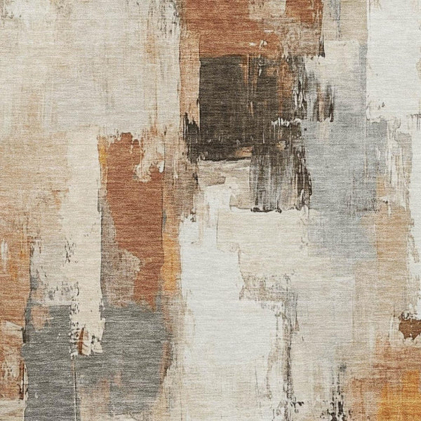 HomeRoots 10' X 14' Modern Abstract Washable Area Rug in Ivory, Rust, and Beige with UV Protection & Durability 709660