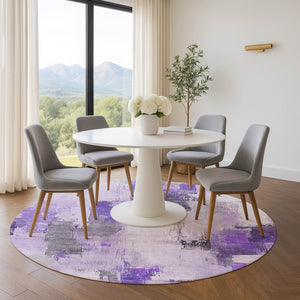 HomeRoots 8' X 10' Elegant Lavender Gray & Ivory Abstract Area Rug - Washable, UV Protected, Stain Resistant 709664