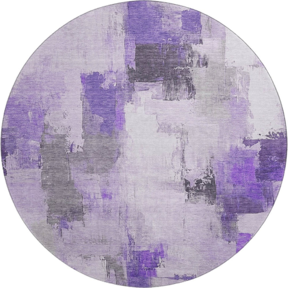HomeRoots 8' X 10' Elegant Lavender Gray & Ivory Abstract Area Rug - Washable, UV Protected, Stain Resistant 709664