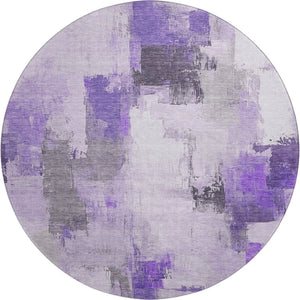 HomeRoots 8' X 10' Elegant Lavender Gray & Ivory Abstract Area Rug - Washable, UV Protected, Stain Resistant 709664