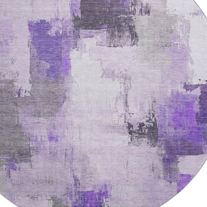 HomeRoots 8' X 10' Elegant Lavender Gray & Ivory Abstract Area Rug - Washable, UV Protected, Stain Resistant 709664
