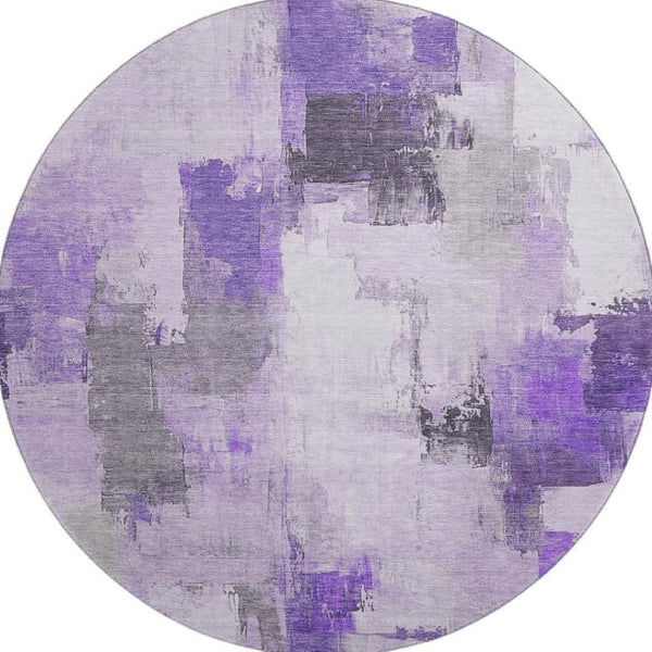HomeRoots 8' X 10' Elegant Lavender Gray & Ivory Abstract Area Rug - Washable, UV Protected, Stain Resistant 709664