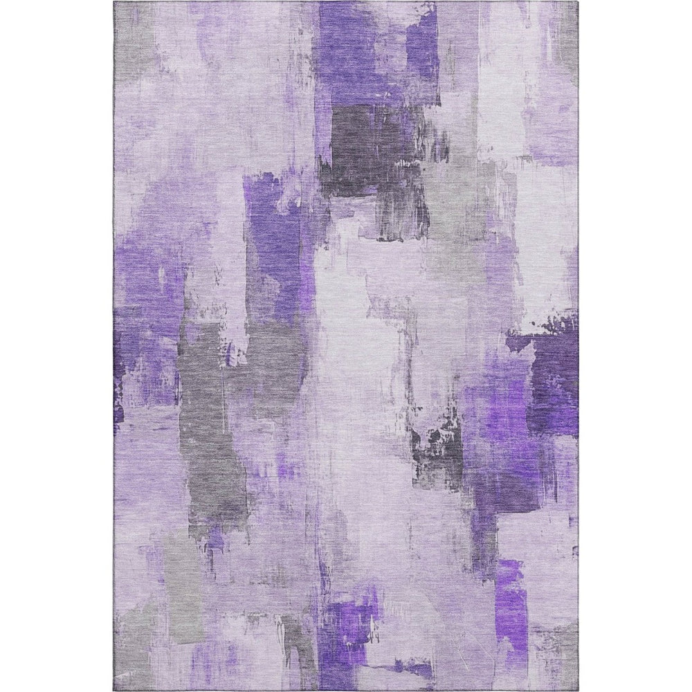 HomeRoots 9' X 12' Abstract Lavender Gray and Ivory Washable Area Rug with UV Protection for Modern Homes 709665