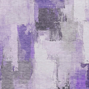 HomeRoots 9' X 12' Abstract Lavender Gray and Ivory Washable Area Rug with UV Protection for Modern Homes 709665