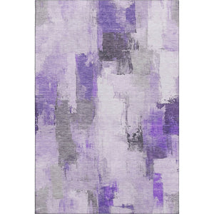 HomeRoots 10' X 14' Modern Lavender Gray & Ivory Abstract Area Rug – Washable, UV-Protected, Durable Design 709666
