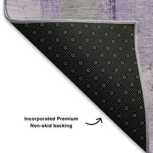 HomeRoots 10' X 14' Modern Lavender Gray & Ivory Abstract Area Rug – Washable, UV-Protected, Durable Design 709666