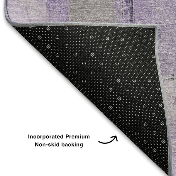 HomeRoots 10' X 14' Modern Lavender Gray & Ivory Abstract Area Rug – Washable, UV-Protected, Durable Design 709666