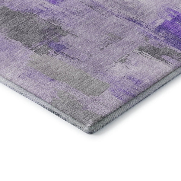 HomeRoots 10' X 14' Modern Lavender Gray & Ivory Abstract Area Rug – Washable, UV-Protected, Durable Design 709666